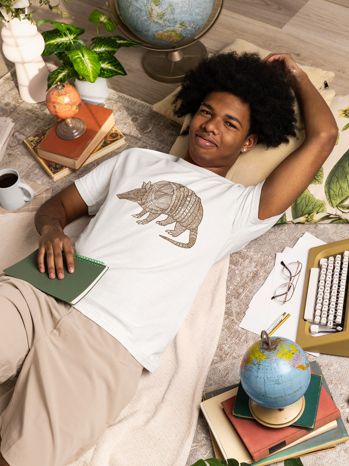 Armadillo Zentangle Illustration T-Shirt