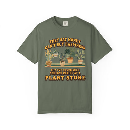 Plant Lover T‑Shirt — "They Say Money Can't Buy Happiness..." Vintage Plant Store Tee