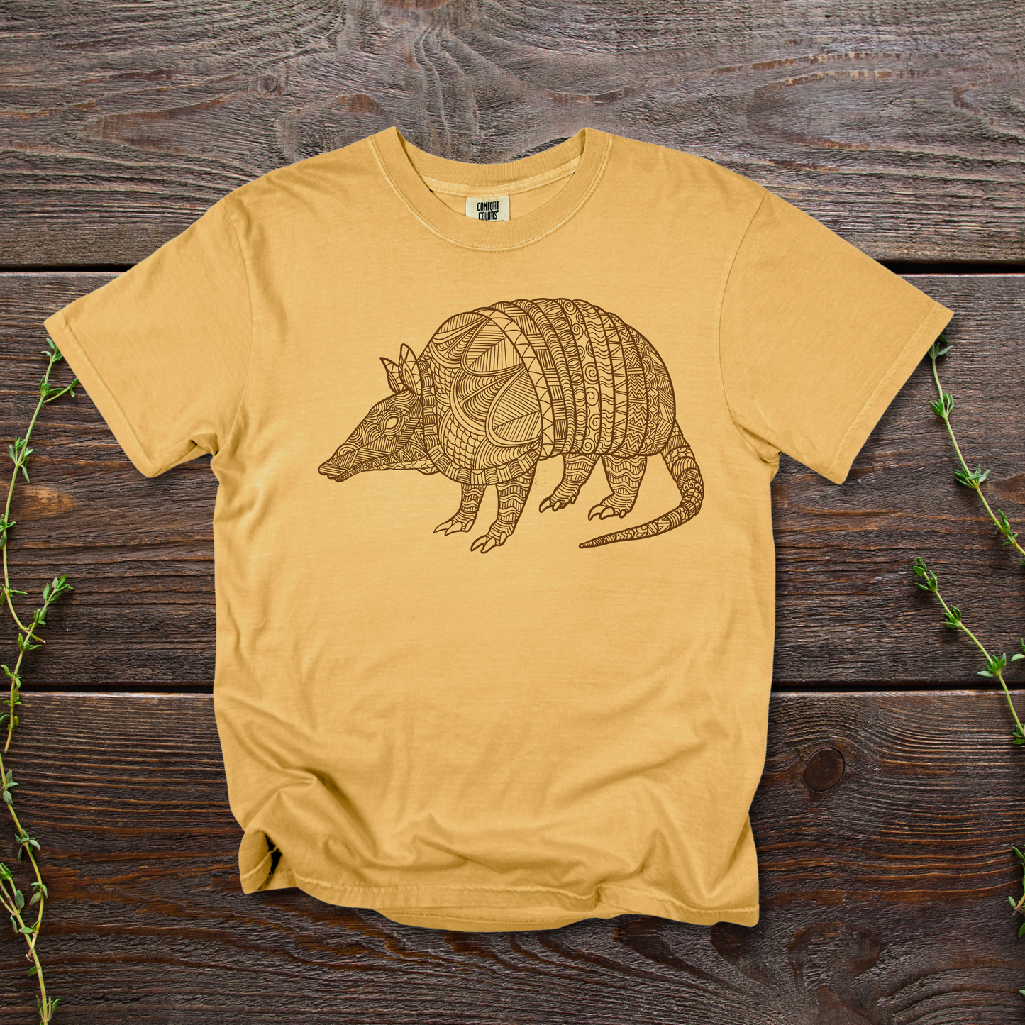 Armadillo Zentangle Illustration T-Shirt